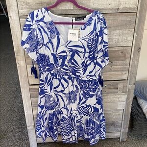 Blue and White Floral Dress